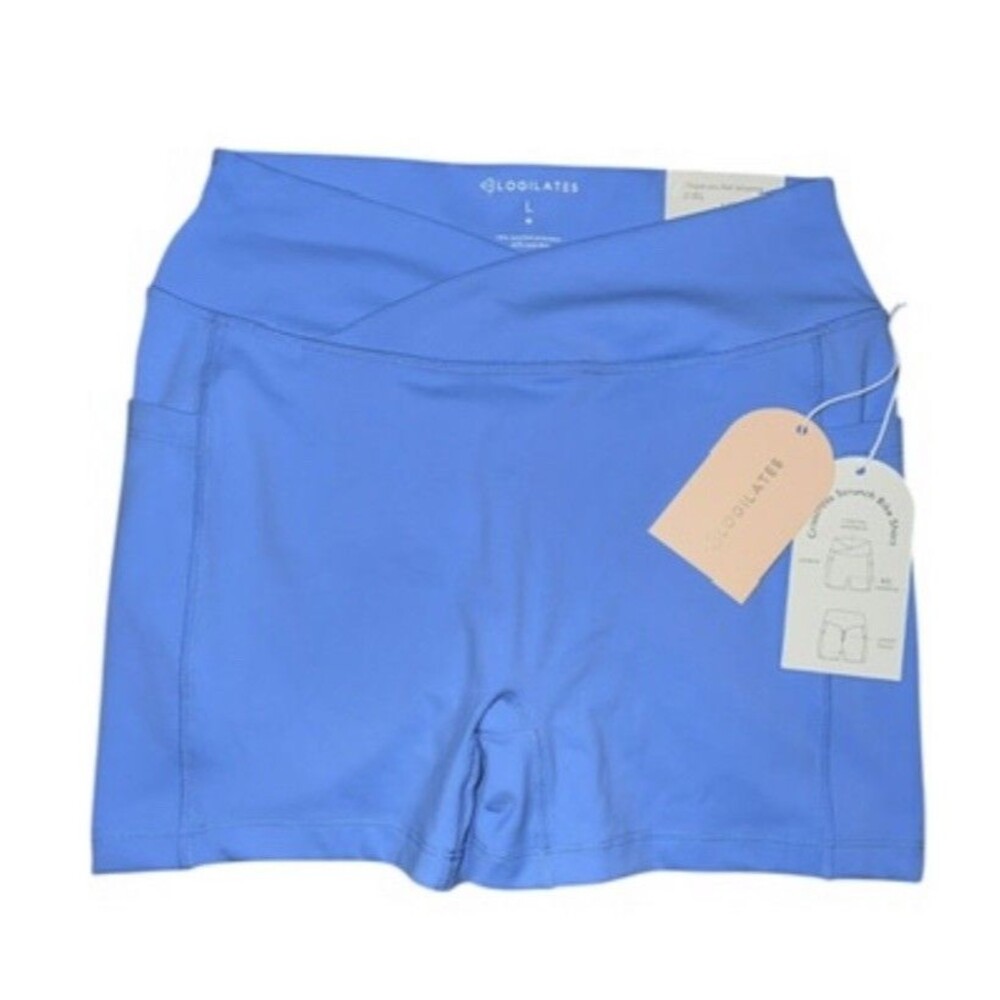Blogilates Crisscross Scrunch Bike Short Womens Large Cool Blue Activewear